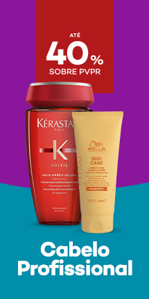 Produtos Cabelo Profissional com destaque promocional at&eacute; 40% sobre pre&ccedil;o de Venda ao P&uacute;blico Recomendado